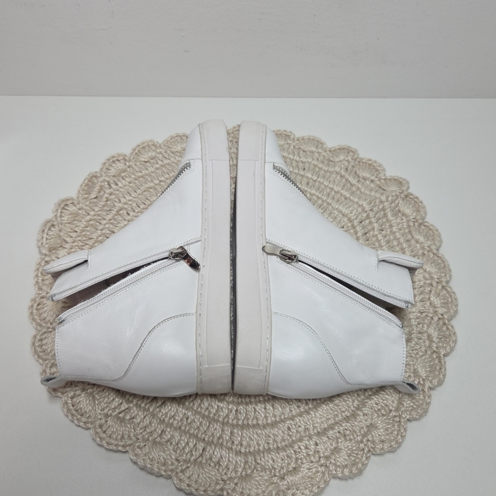 NEW ALL BLACK HI TOP & ZIP WHITE FASHION SNEAKERS sz 37 STREETWEAR ATHLEISURE - Picture 14 of 15
